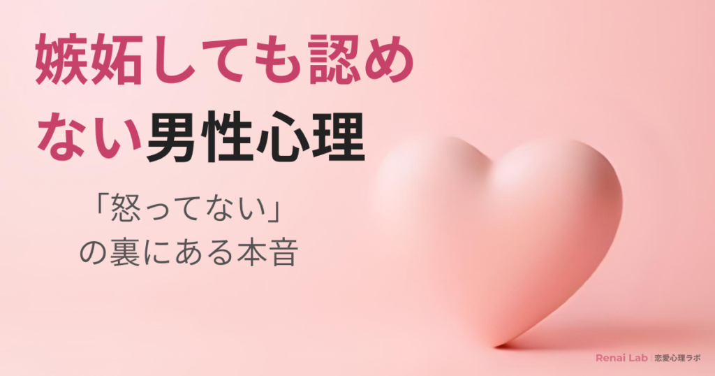 ハートのオブジェと恋愛心理ラボのテキストが配置されたピンク背景のアイキャッチ画像