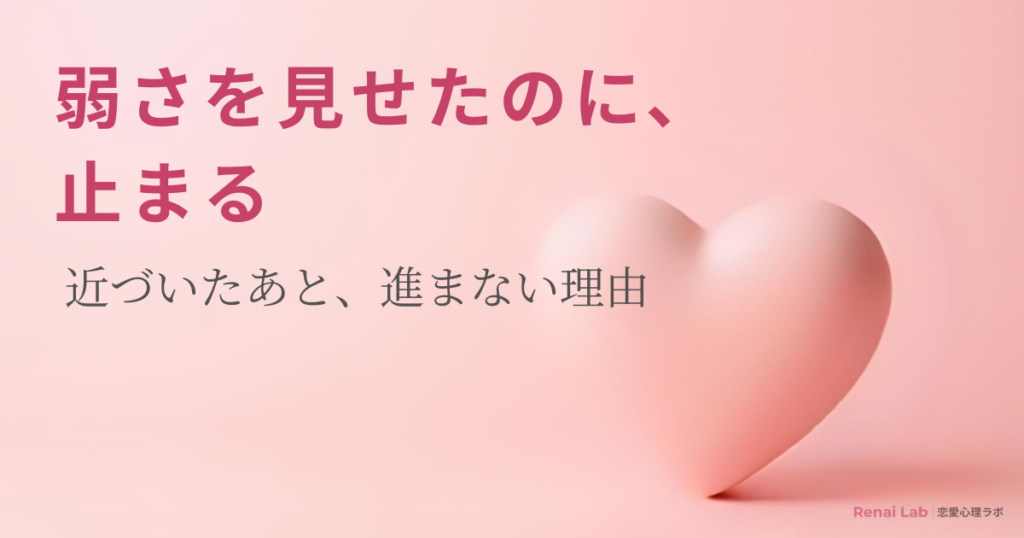 ハートのオブジェと恋愛心理ラボのテキストが配置されたピンク背景のアイキャッチ画像