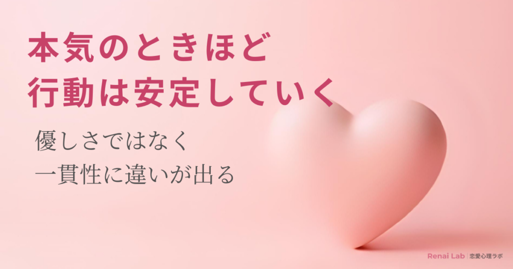 ハートのオブジェと恋愛心理ラボのテキストが配置されたピンク背景のアイキャッチ画像